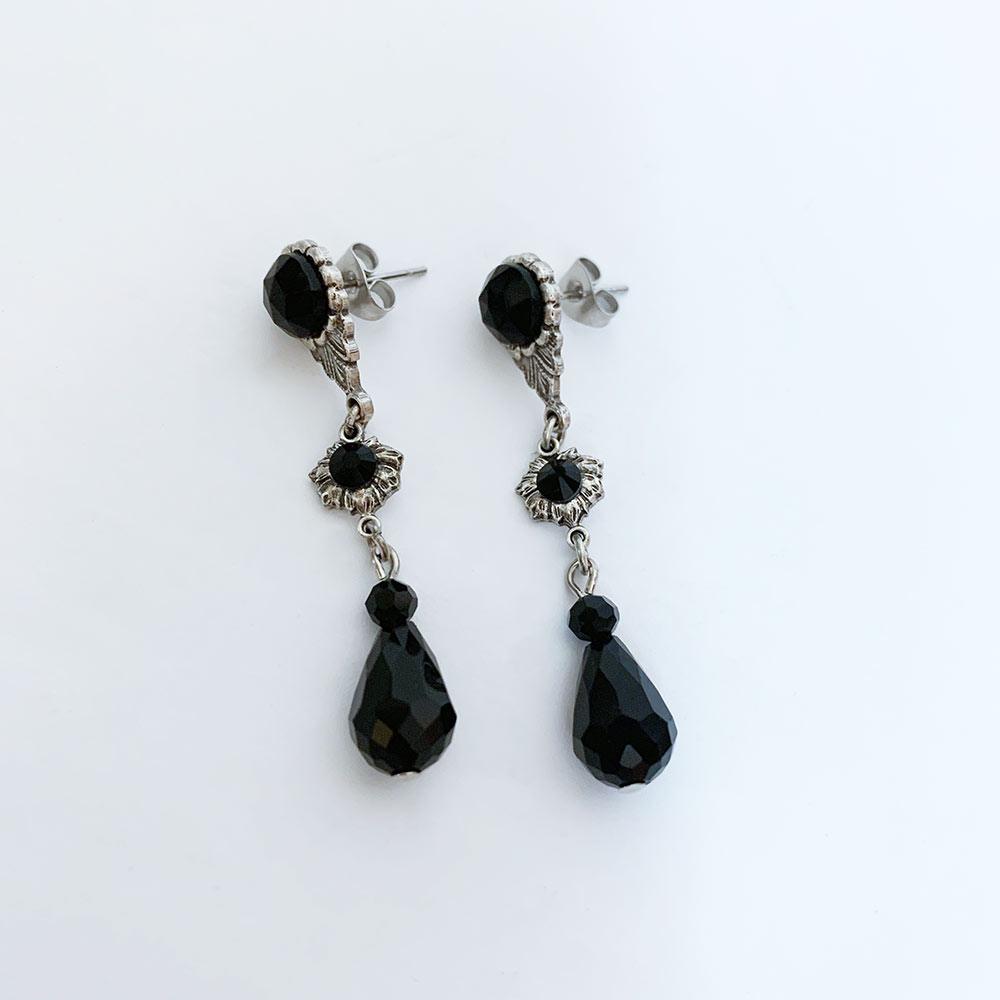 Black Crystal Victorian Earrings - Gothic Grace Inc