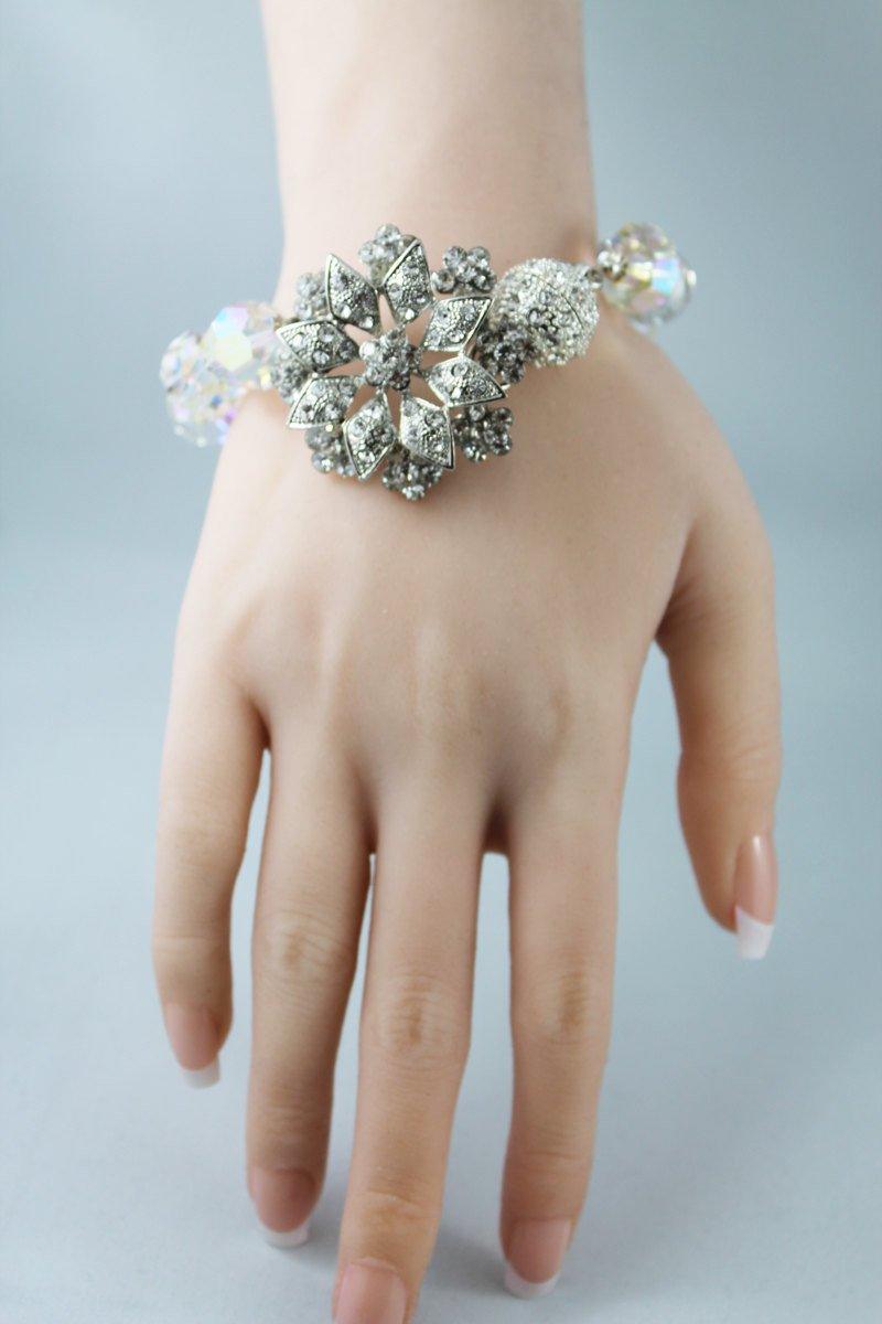 Crystal Bridal Bangle Bracelet - Gothic Grace Inc
