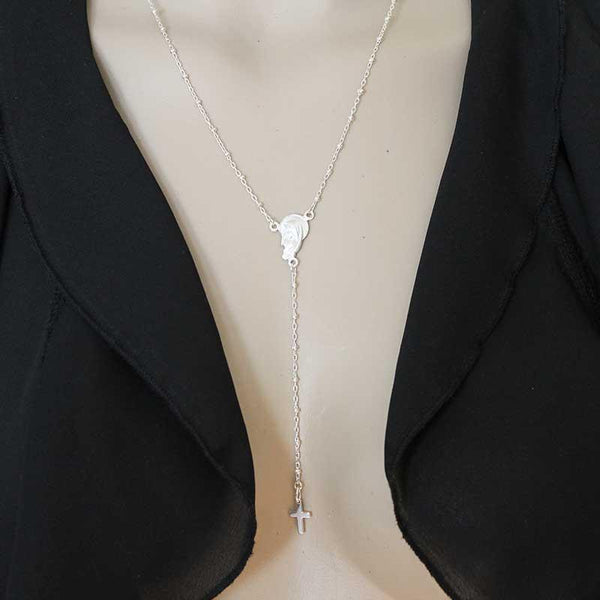 Dainty Satellite Chain Rosary Cross Necklace - Gothic Grace Inc
