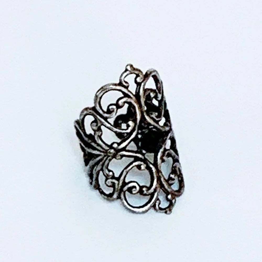 Gothic Victorian Black Crystal Silver Knuckle Ring Gothic Grace Inc