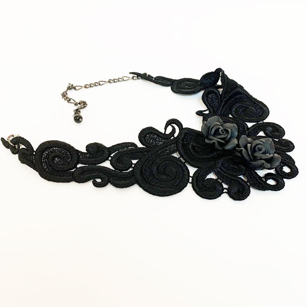 Gothic Victorian Black Rose Choker Necklace - Gothic Grace Inc