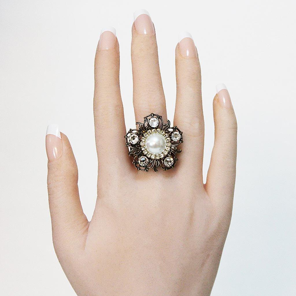 Pearl Flower Statement Ring - Gothic Grace Inc