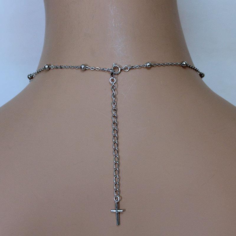 Silver Sacred Heart Rosary with Cross - Gothic Grace Inc