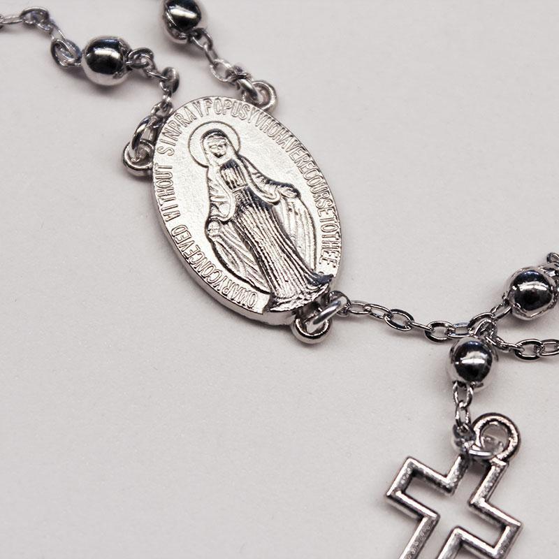 Silver Satallite Chain Rosary Necklace - Gothic Grace Inc