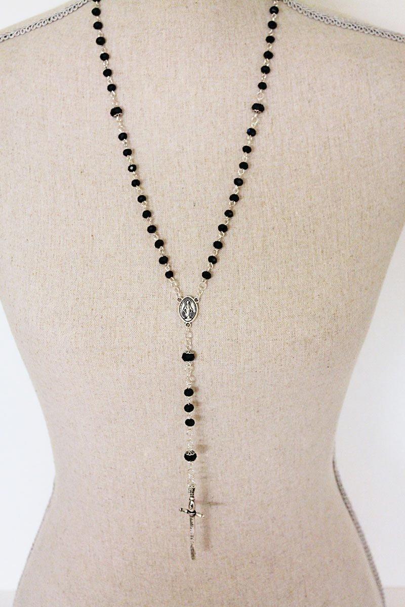 Sword Cross Rosary Necklace - Gothic Grace Inc