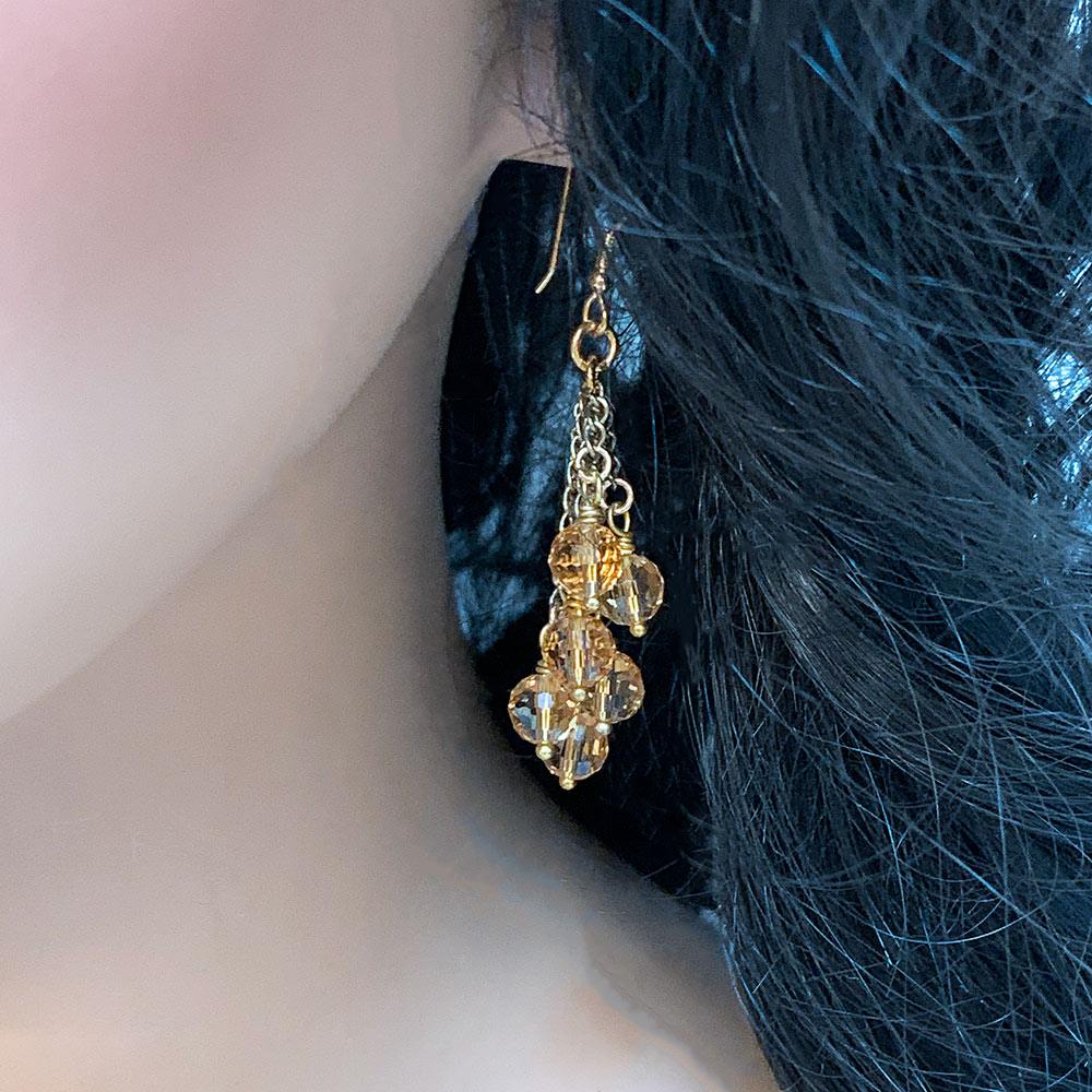 Victorian Gold Crystal Cluster Earrings - Gothic Grace Inc