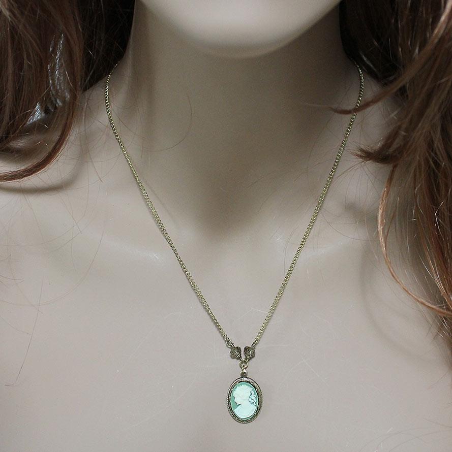 Green deals cameo necklace