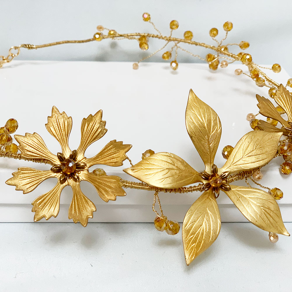 Gold Floral Bridal Headpiece | Gothic Grace Jewellery Handmade in Canada