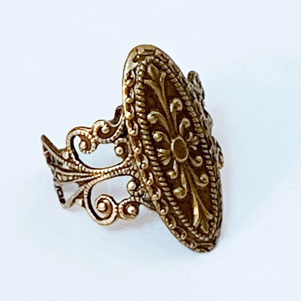 Adjustable Brass Filigree Victorian Ring Gothic Grace Inc