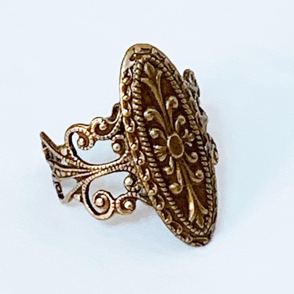 Adjustable Brass Filigree Victorian Ring - Gothic Grace Inc