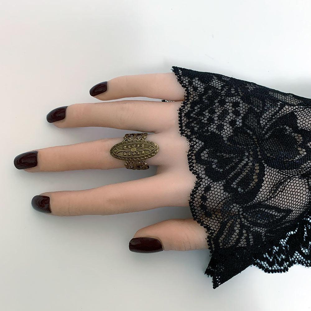 Adjustable Brass Filigree Victorian Ring - Gothic Grace Inc
