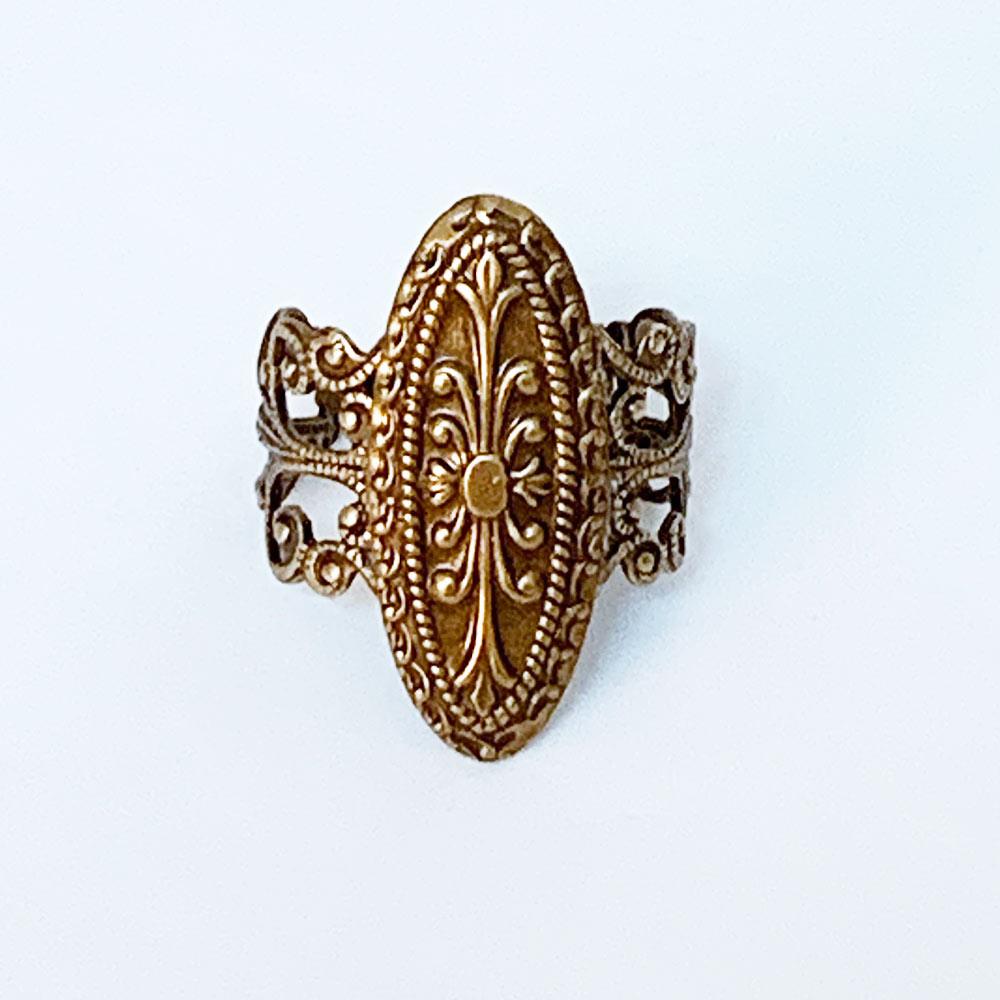 Adjustable Brass Filigree Victorian Ring - Gothic Grace Inc