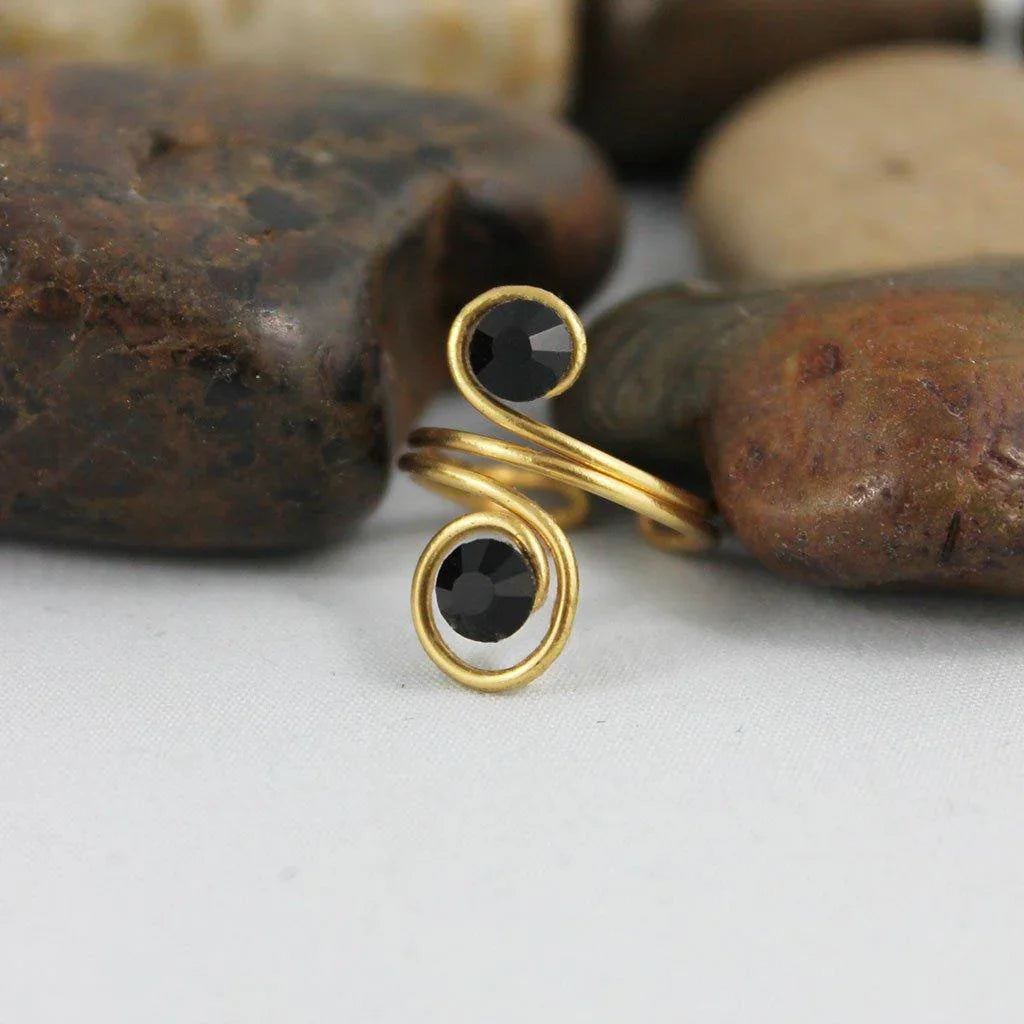 Adjustable Gold Spiral Knuckle Ring - Gothic Grace Inc