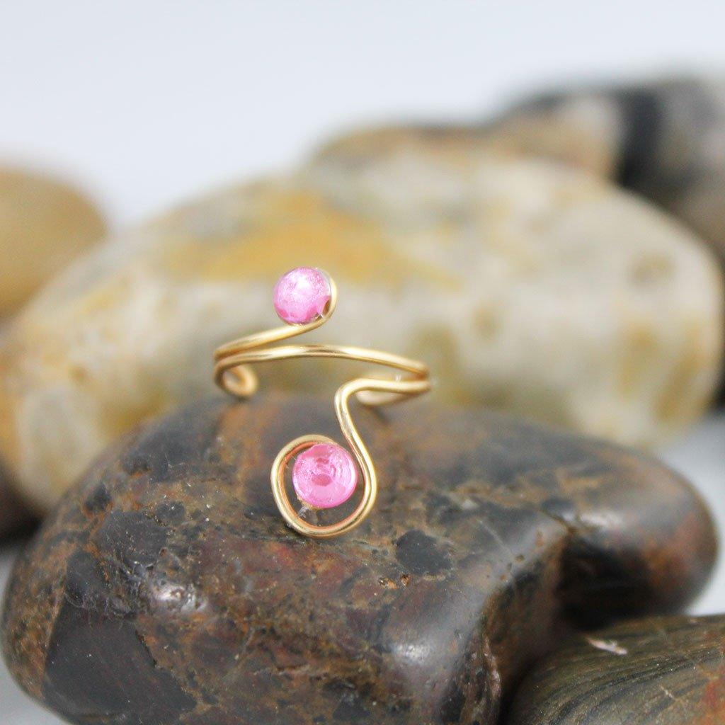 Adjustable Pink Crystal Pinky Ring - Gothic Grace Inc