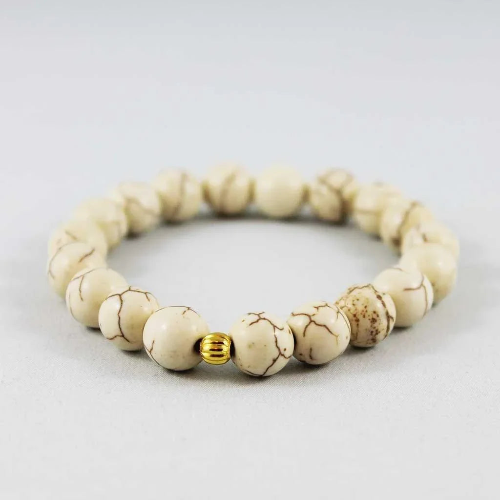 Beaded  Ivory Turquoise Stacking Stretch Bracelet - Gothic Grace Inc