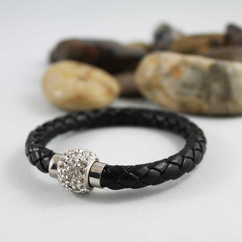 Black Braided Leather Bangle Bracelet - Gothic Grace Inc