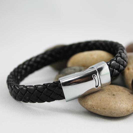 Black Braided Leather Bracelet, Unisex Couple&#39;s Bracelet - Gothic Grace Inc