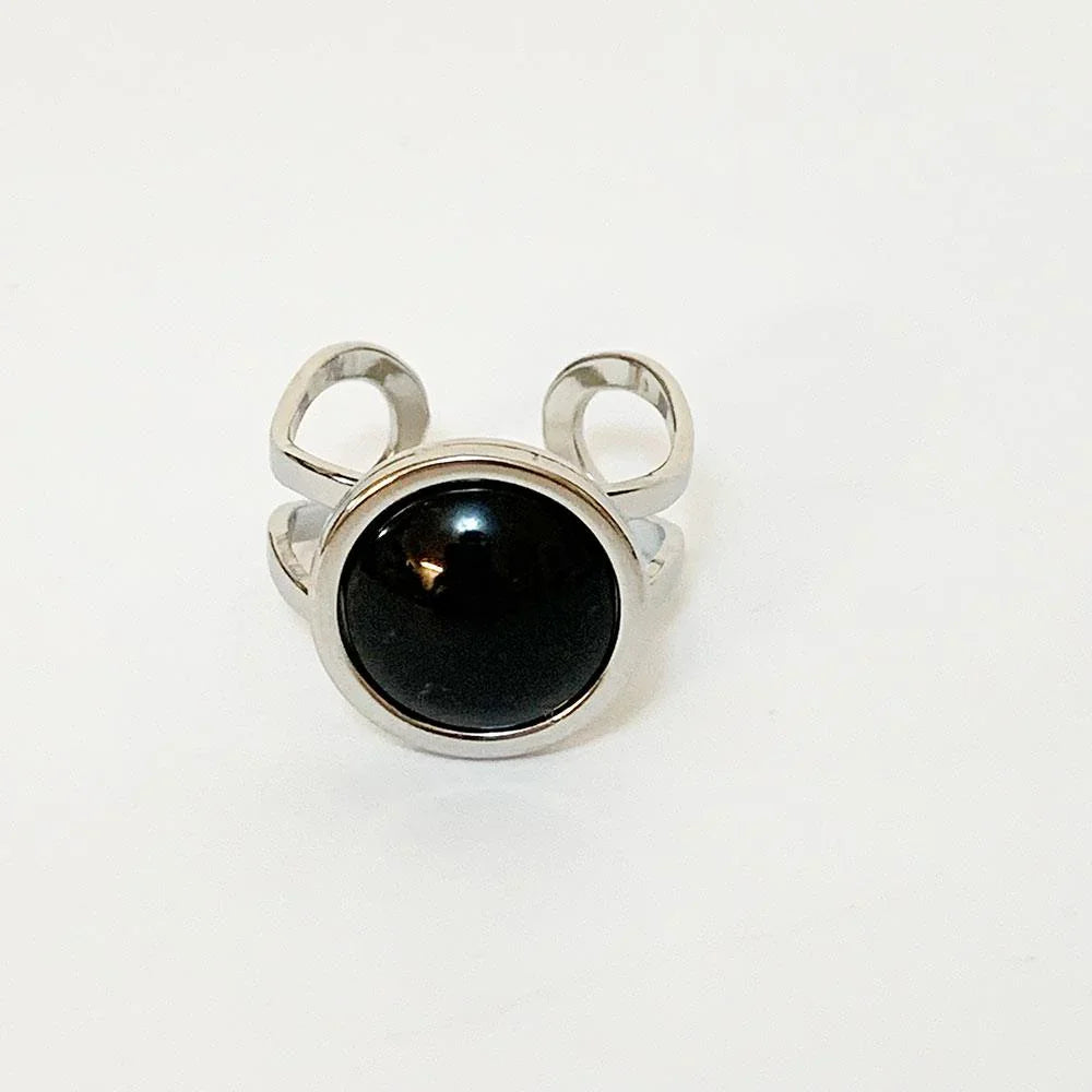 Black Cabochon Ring - Gothic Grace Inc