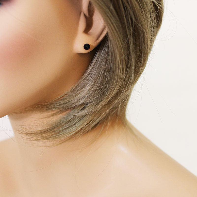 Black Crystal Stud Earrings - Gothic Grace Inc