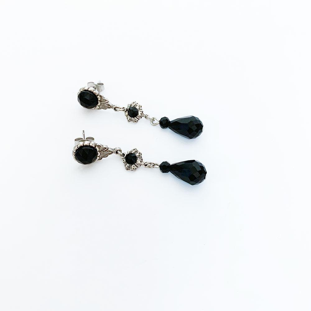 Black Crystal Victorian Earrings - Gothic Grace Inc