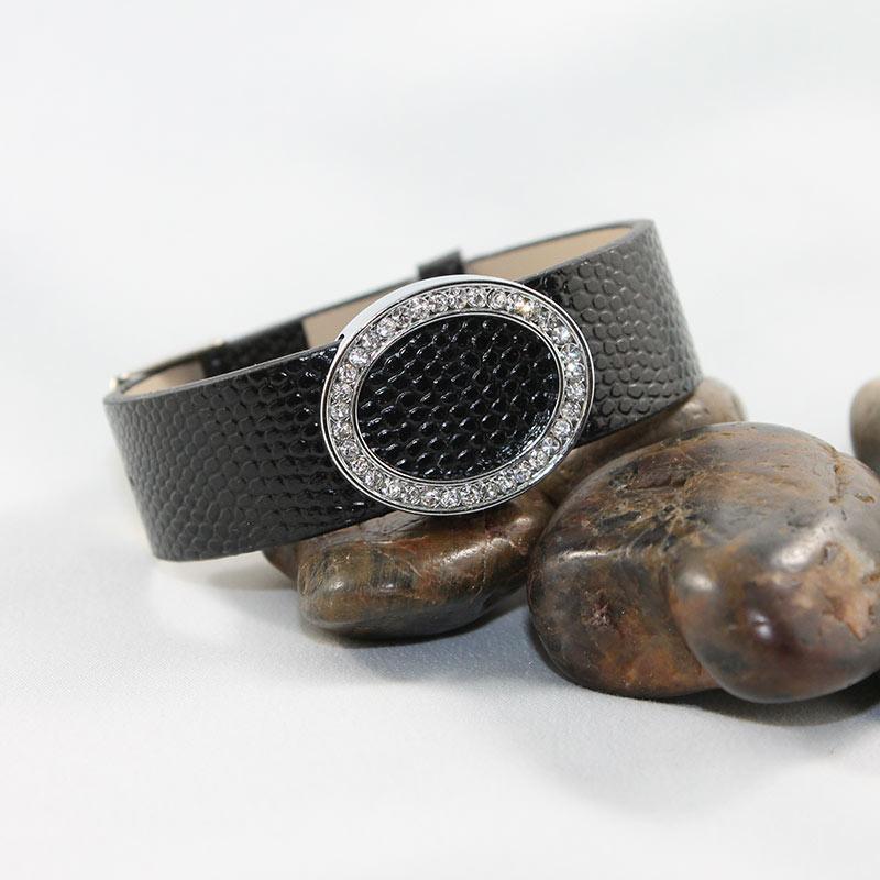 Black Faux Leather Bracelet - Gothic Grace Inc