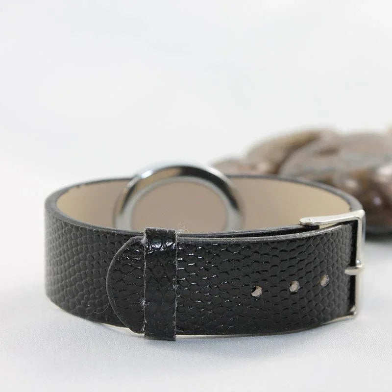 Black Faux Leather Bracelet - Gothic Grace Inc