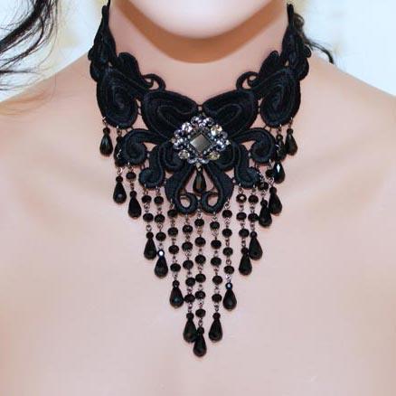 Black Lace Victorian Choker Necklace - Gothic Grace Inc