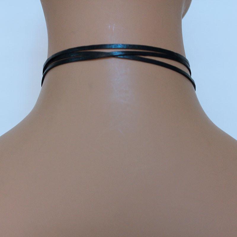 Black Leather Boho Lariat, Long Open Leather Necklace - Gothic Grace Inc