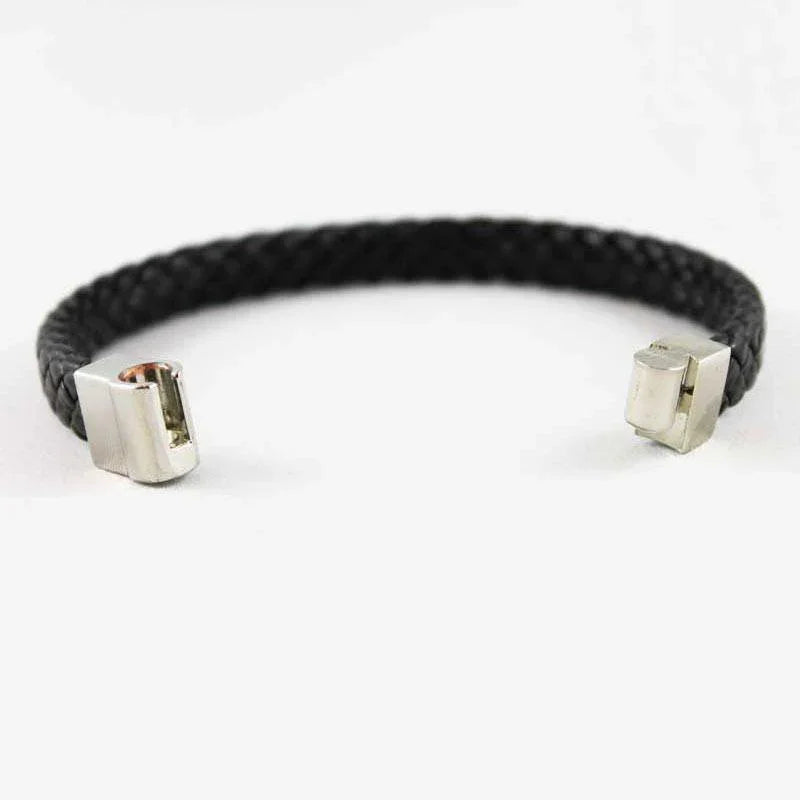 Black Leather Magnetic Bracelet - Gothic Grace Inc