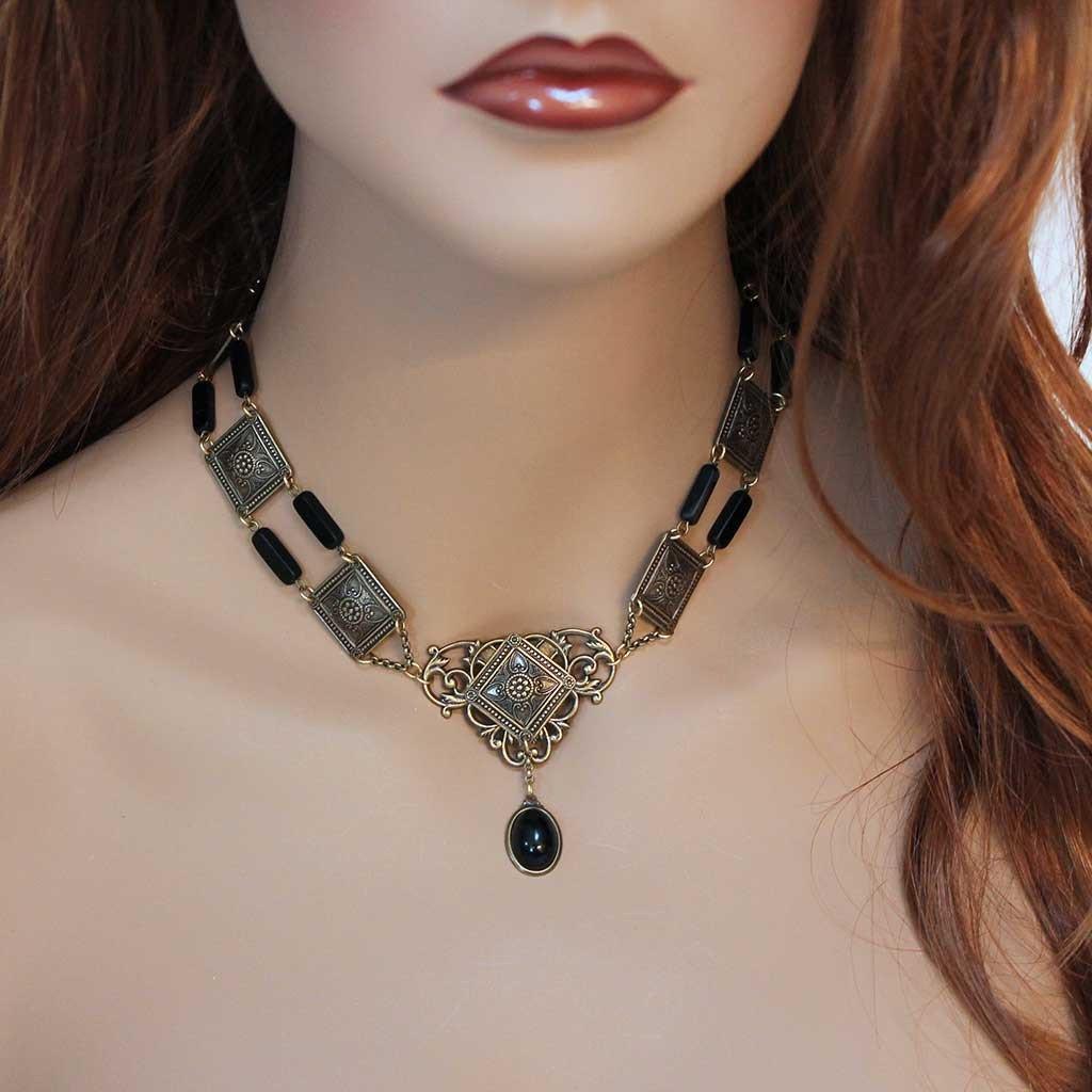 Black Onyx Victorian Necklace - Gothic Grace Inc