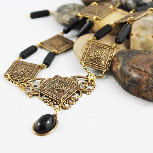 Black Onyx Victorian Necklace - Gothic Grace Inc