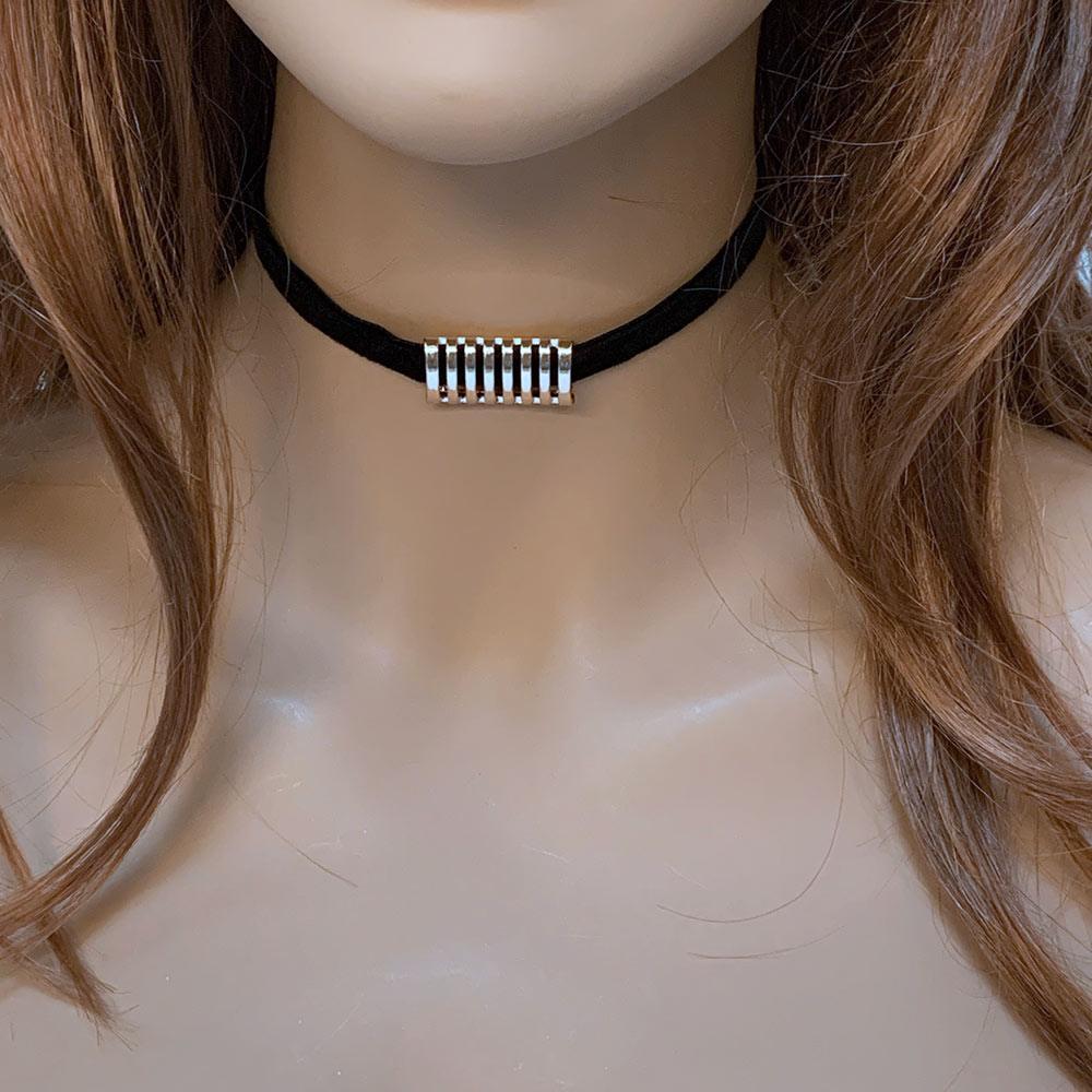 Black Velvet Choker with Gold Bar - Gothic Grace Inc
