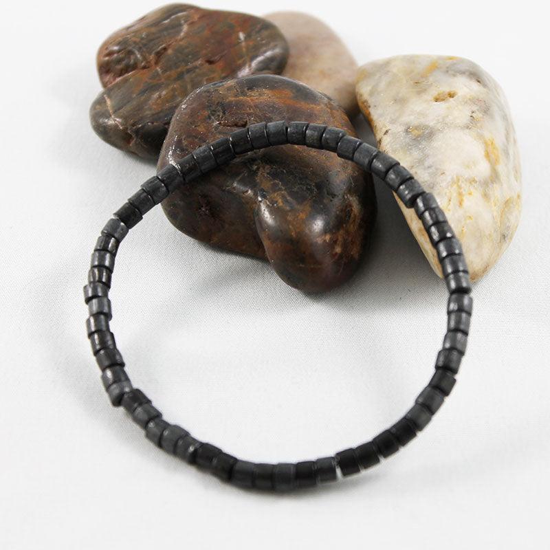 Black Wooden Bead Stretch Bracelet - Gothic Grace Inc