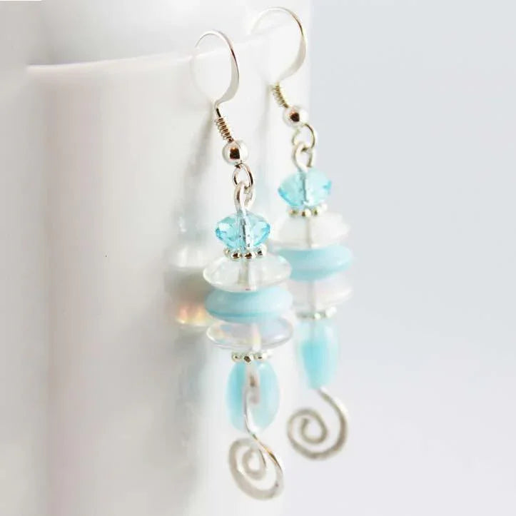 Blue Beaded Drop Earrings - Gothic Grace Inc