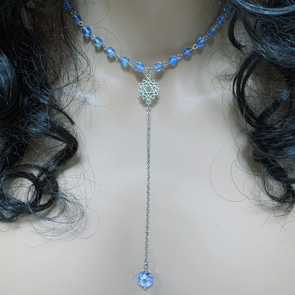 Blue Crystal Star of David Y Necklace - Gothic Grace Inc