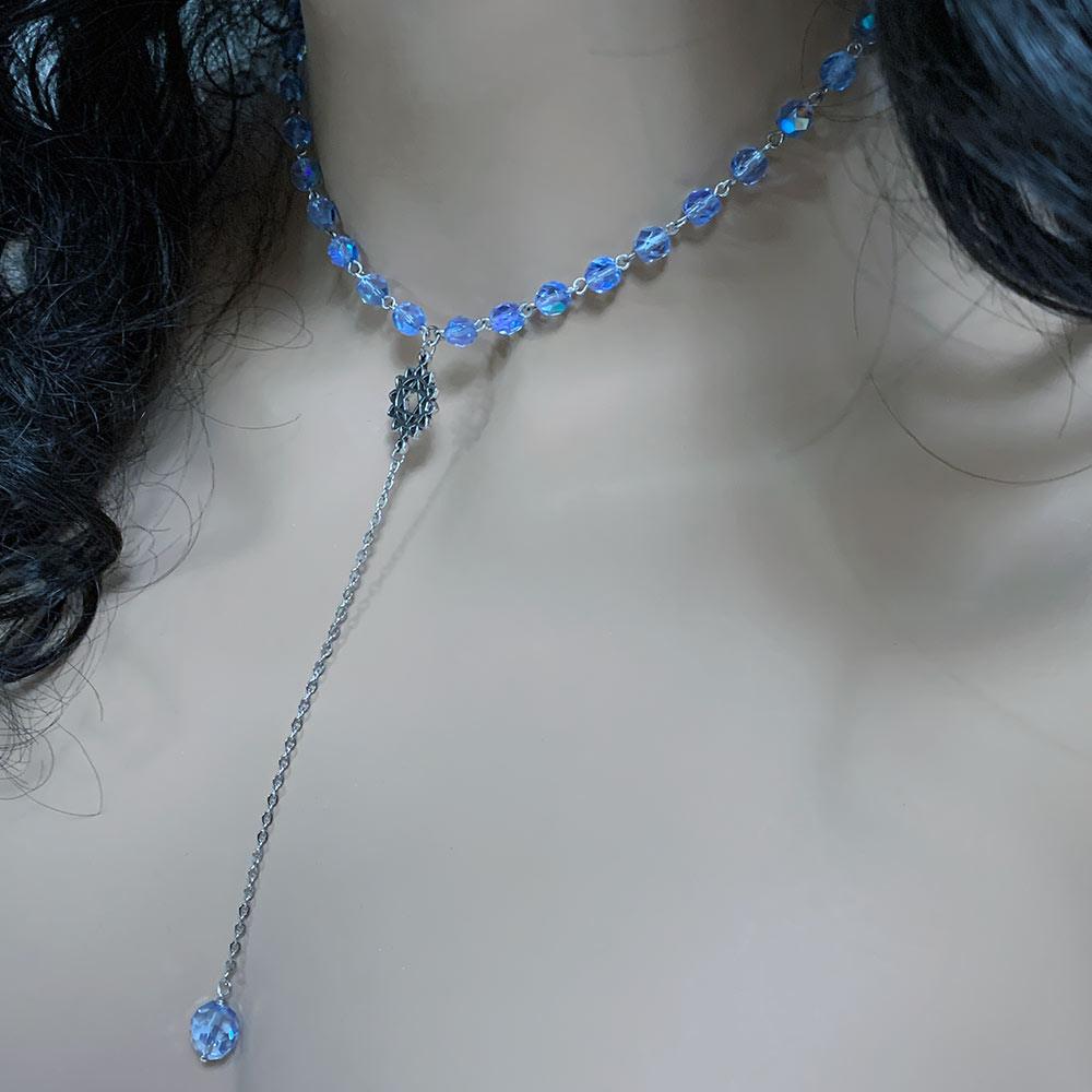 Blue Crystal Star of David Y Necklace - Gothic Grace Inc