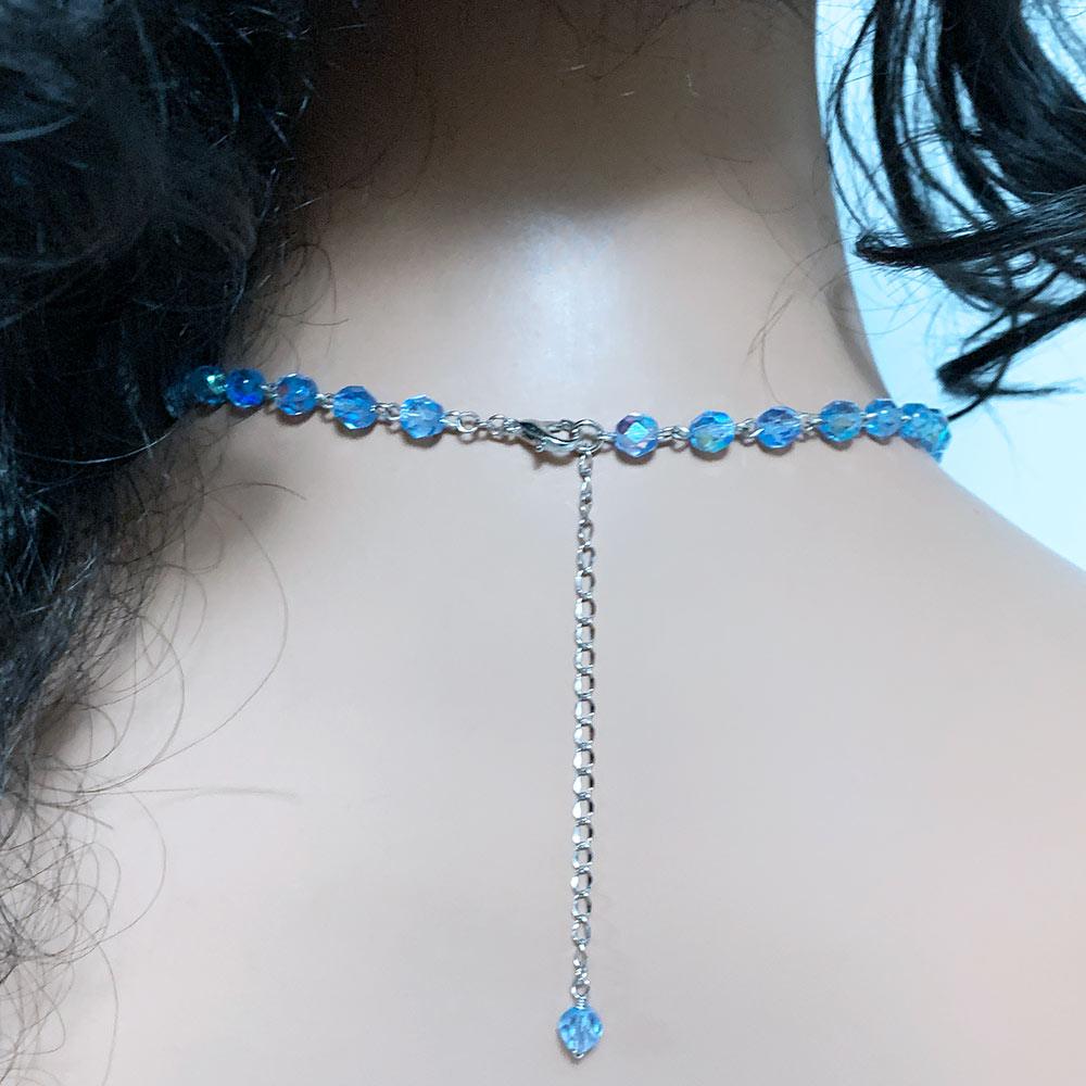 Blue Crystal Star of David Y Necklace - Gothic Grace Inc