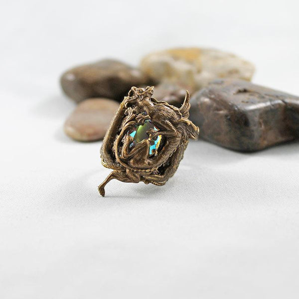 Brass Medieval Dragon Ring, Fantasy Neo Victorian Gothic Jewelry ...