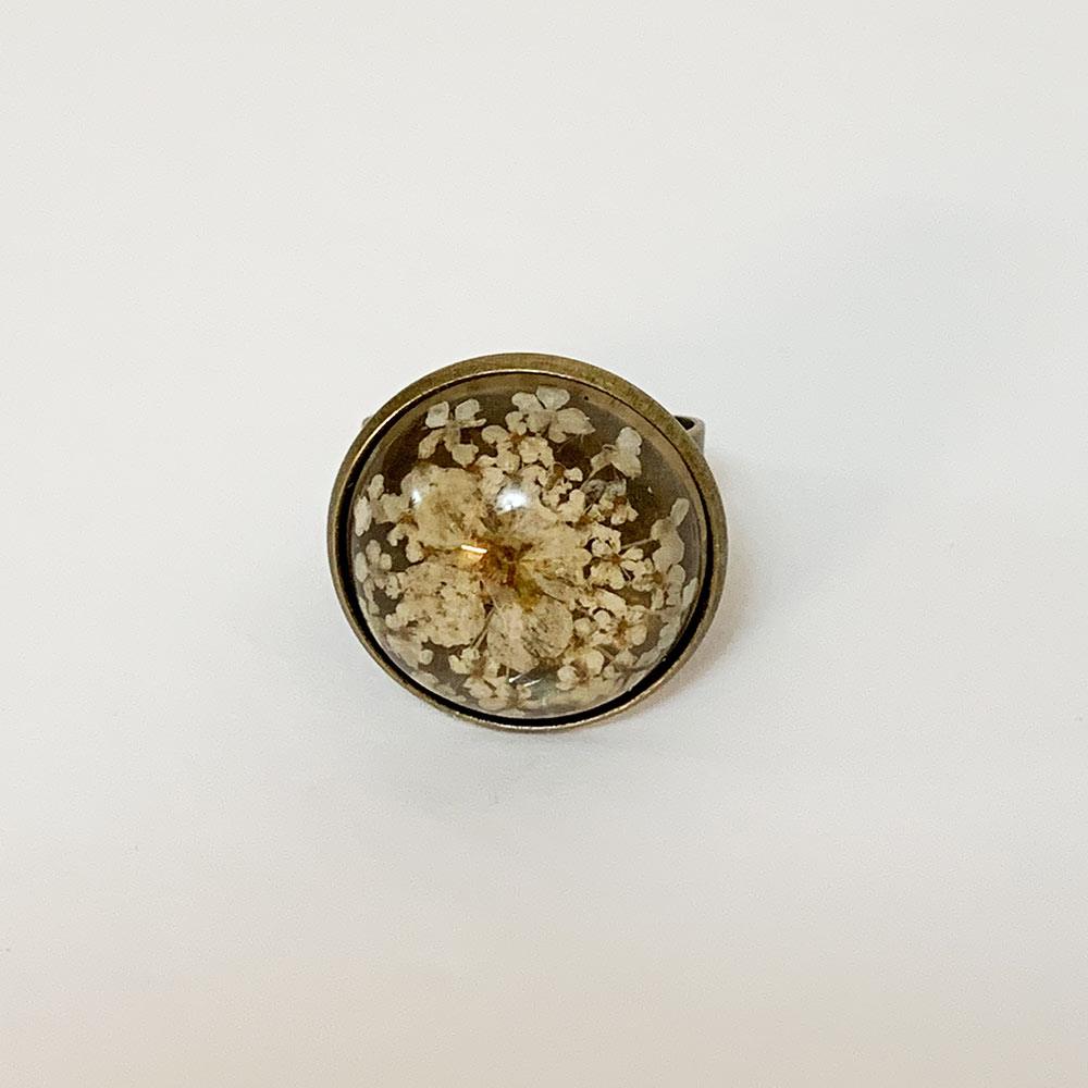 Brass Ring with Floral Cabochon - Gothic Grace Inc