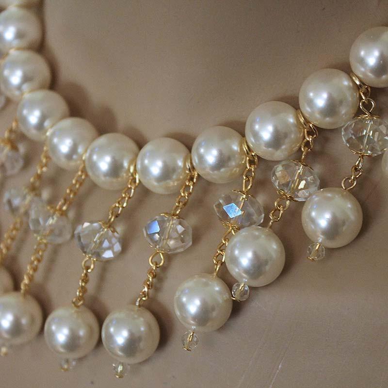 Bridal Pearl Bib Necklace - Gothic Grace Inc