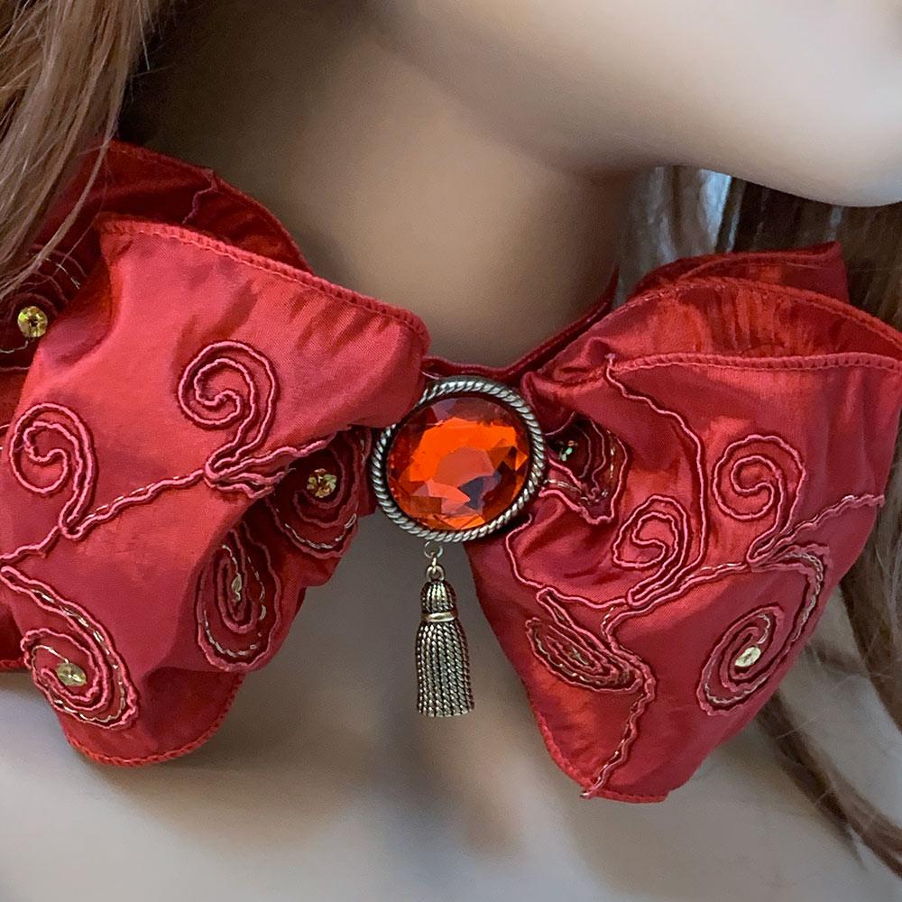 Bright Red Victorian Bow Choker - Gothic Grace Inc