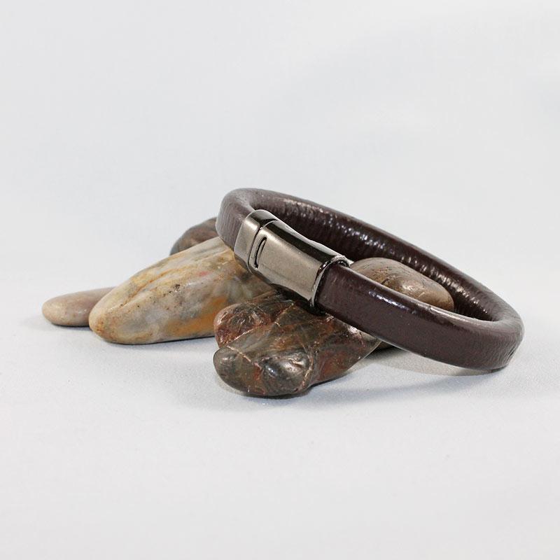 Brown Leather Magnetic Clasp Bracelet - Gothic Grace Inc