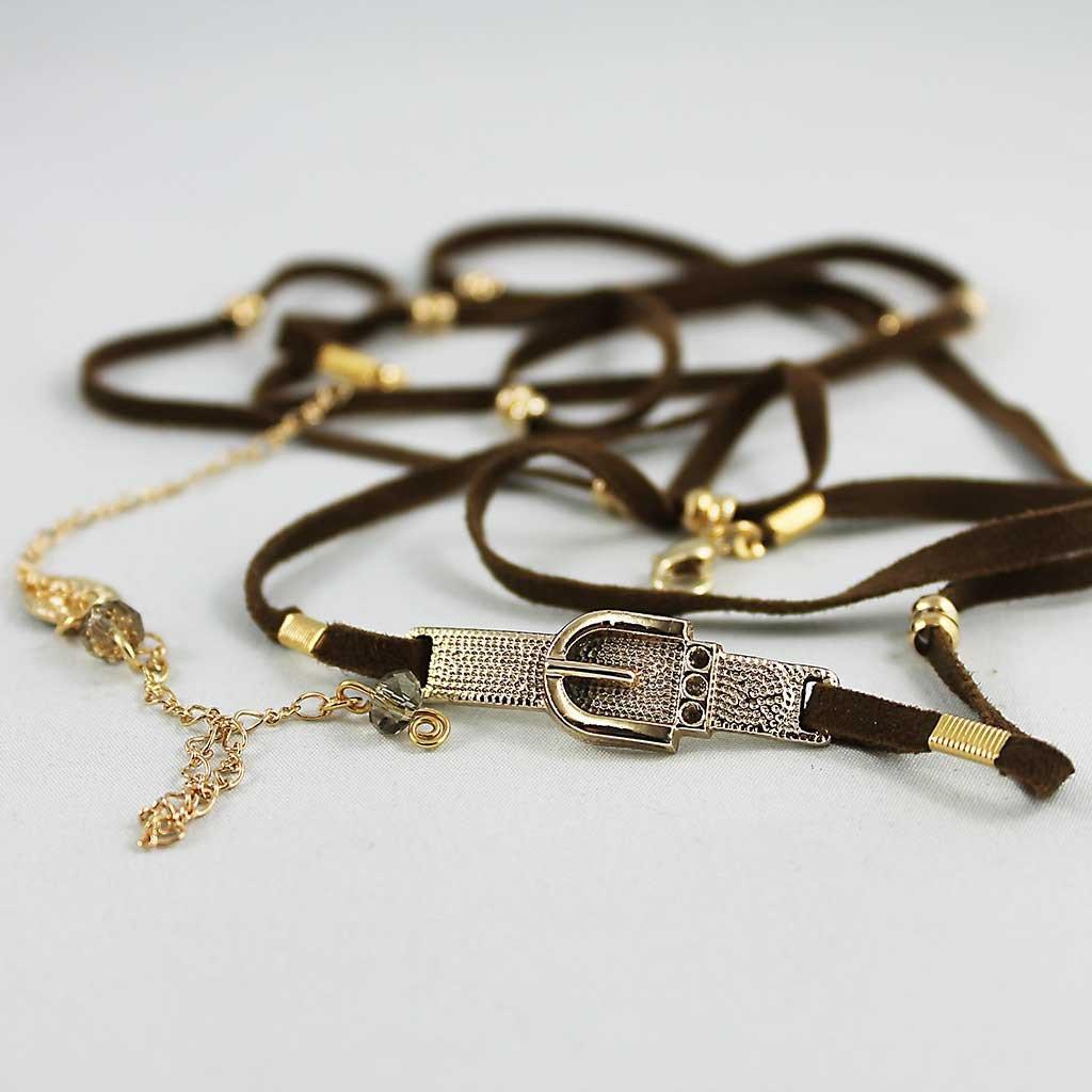 Brown Suede Gold Beaded Wrap Boho Bracelet - Gothic Grace Inc