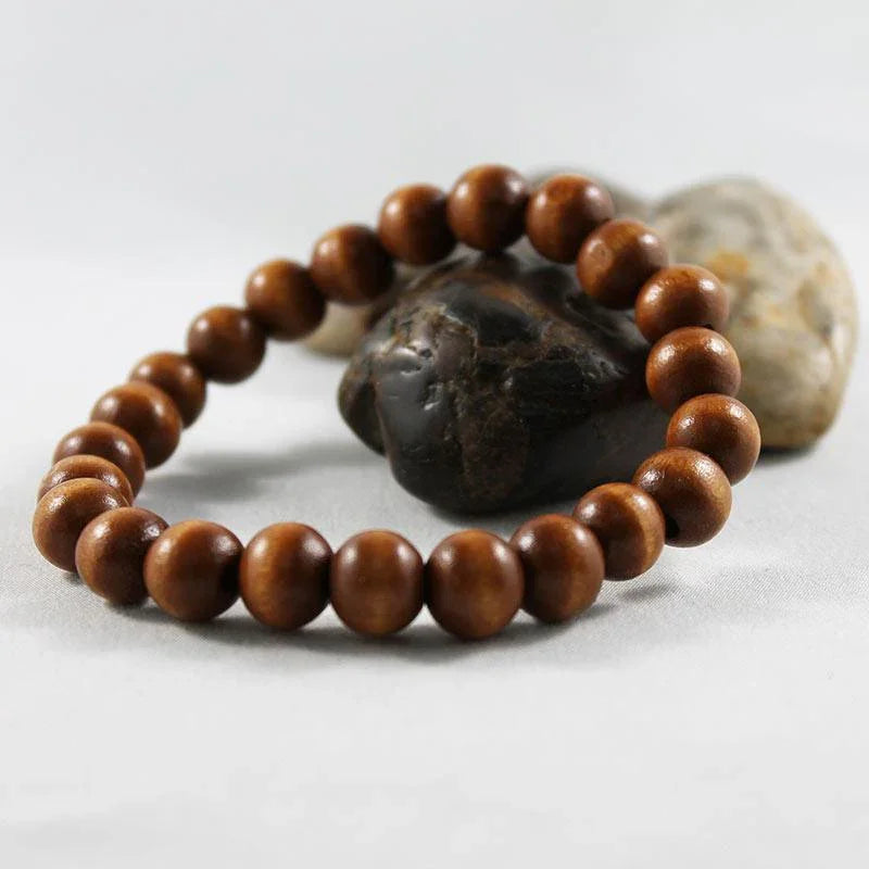 Brown Wood Bead Stretch Bracelet - Gothic Grace Inc