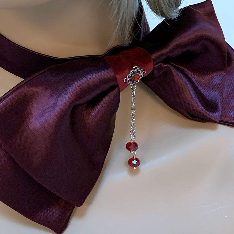 Burgundy Victorian Bow Tie Choker - Gothic Grace Inc
