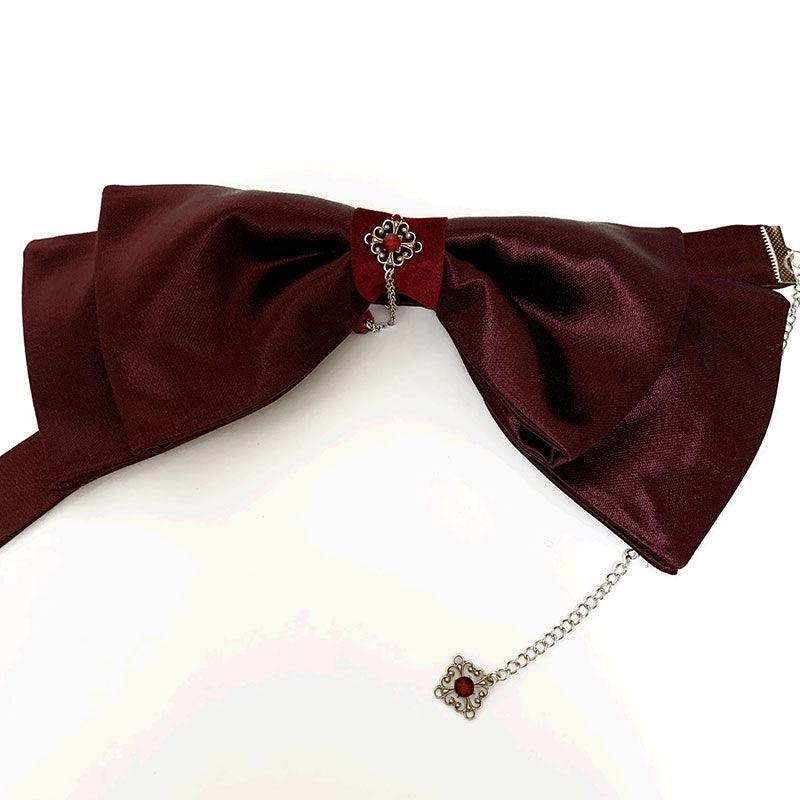 Burgundy Victorian Bow Tie Choker - Gothic Grace Inc