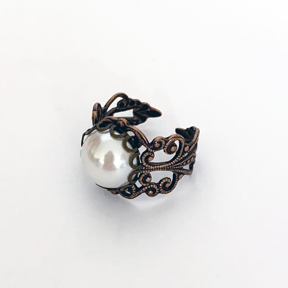 Copper Victorian Pearl Ring - Gothic Grace Inc