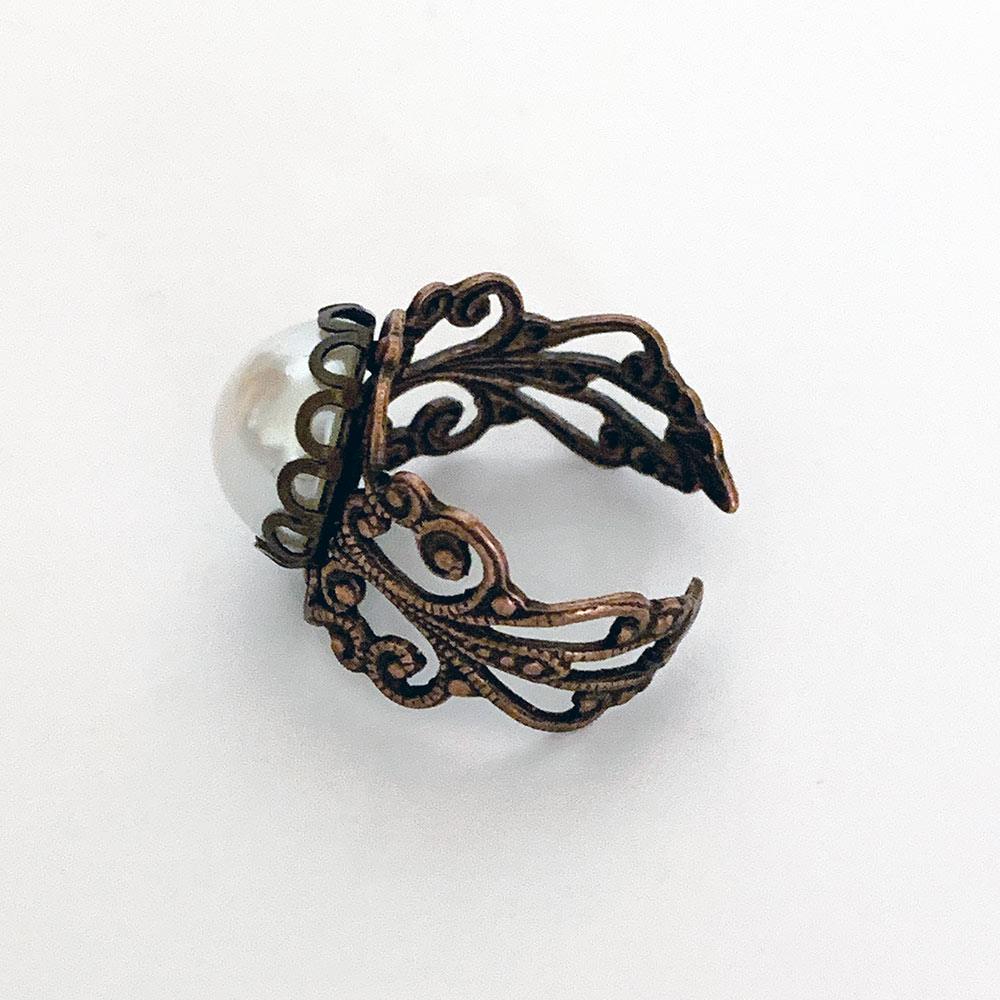 Copper Victorian Pearl Ring - Gothic Grace Inc