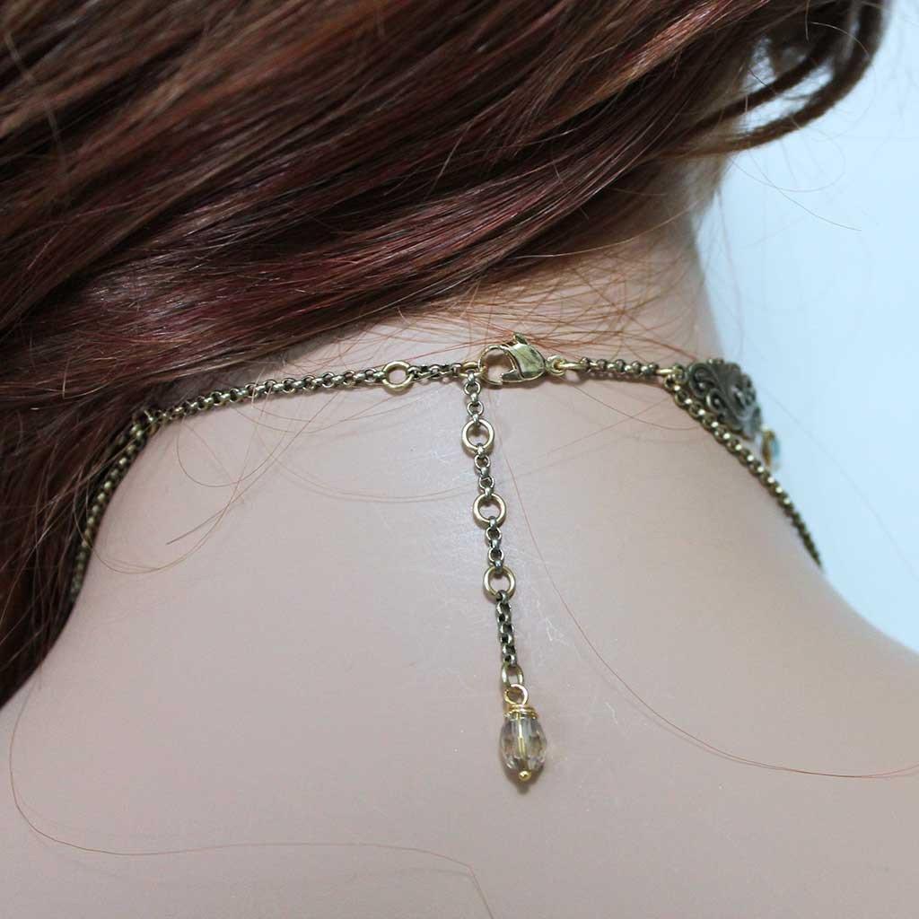 Crystal Brass Victorian Choker Necklace - Gothic Grace Inc
