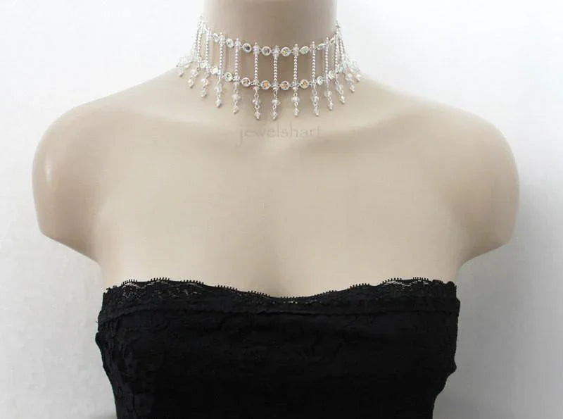 Crystal Bridal Choker Necklace - Gothic Grace Inc